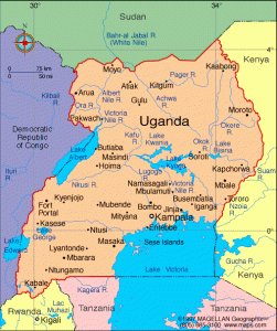 Uganda on a map of Africa. Source: infoplease.com 